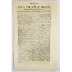 Speech of Hon. J. Collamer of Vermont, in the United States Senate: April 24, 1862, on the Bill to Confiscate the Property and Free the Slaves of Rebels
